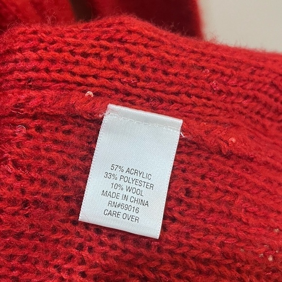 Laura Ashley Red Wool Blend Sequin Cardigan Sz S Valentine’s Day Date Night - Picture 10 of 11